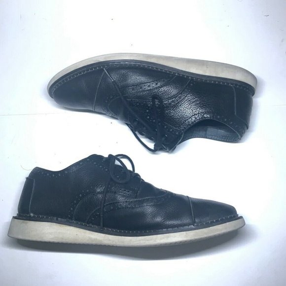 Toms Mens Brouge Shoes Black Lace Up Wingtip Cap main image 5
